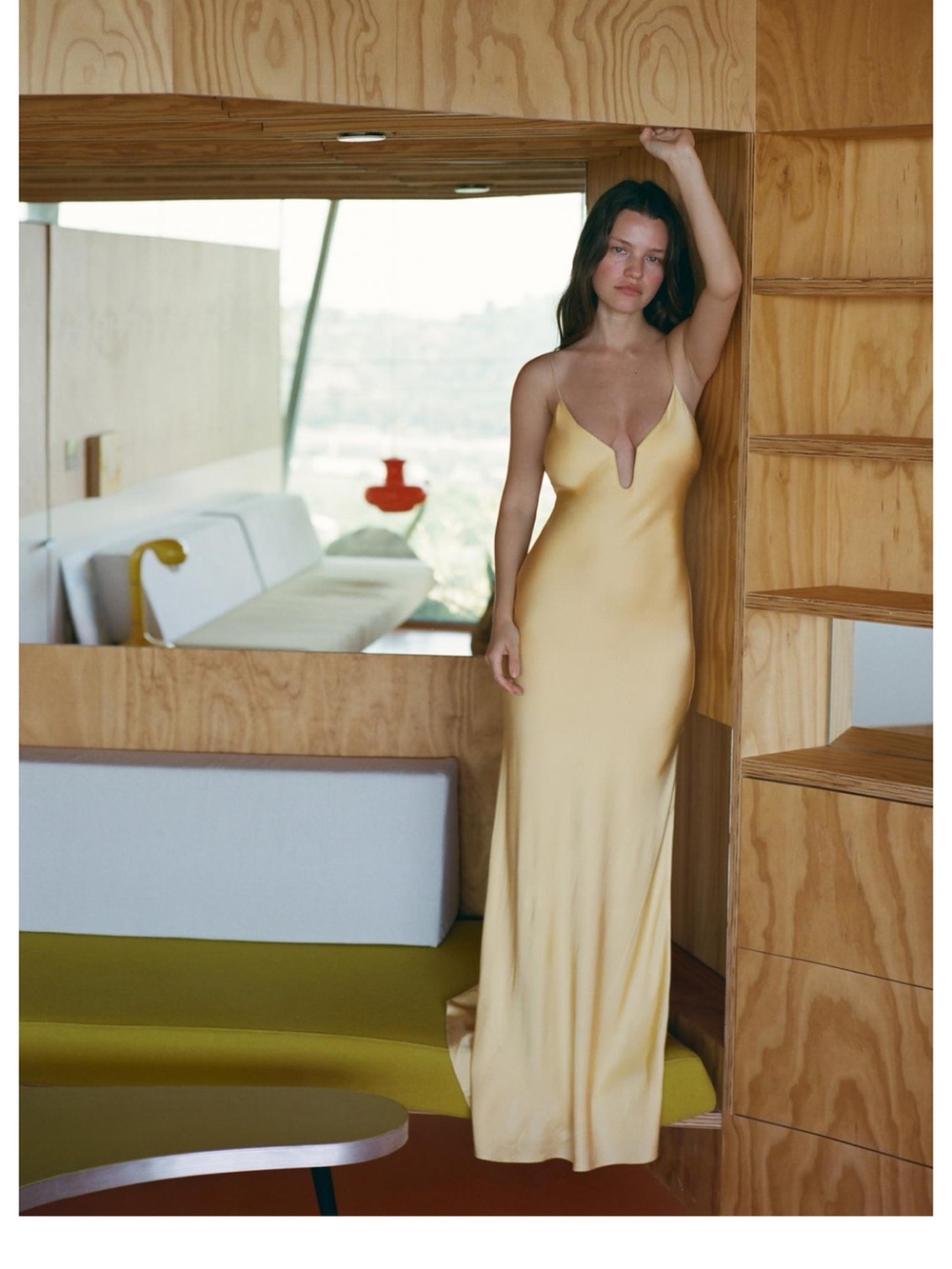 Zara Pale Yellow Satin Slip Maxi Dress